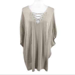 Tribal Jeans 100% Cotton Tan Knit Poncho